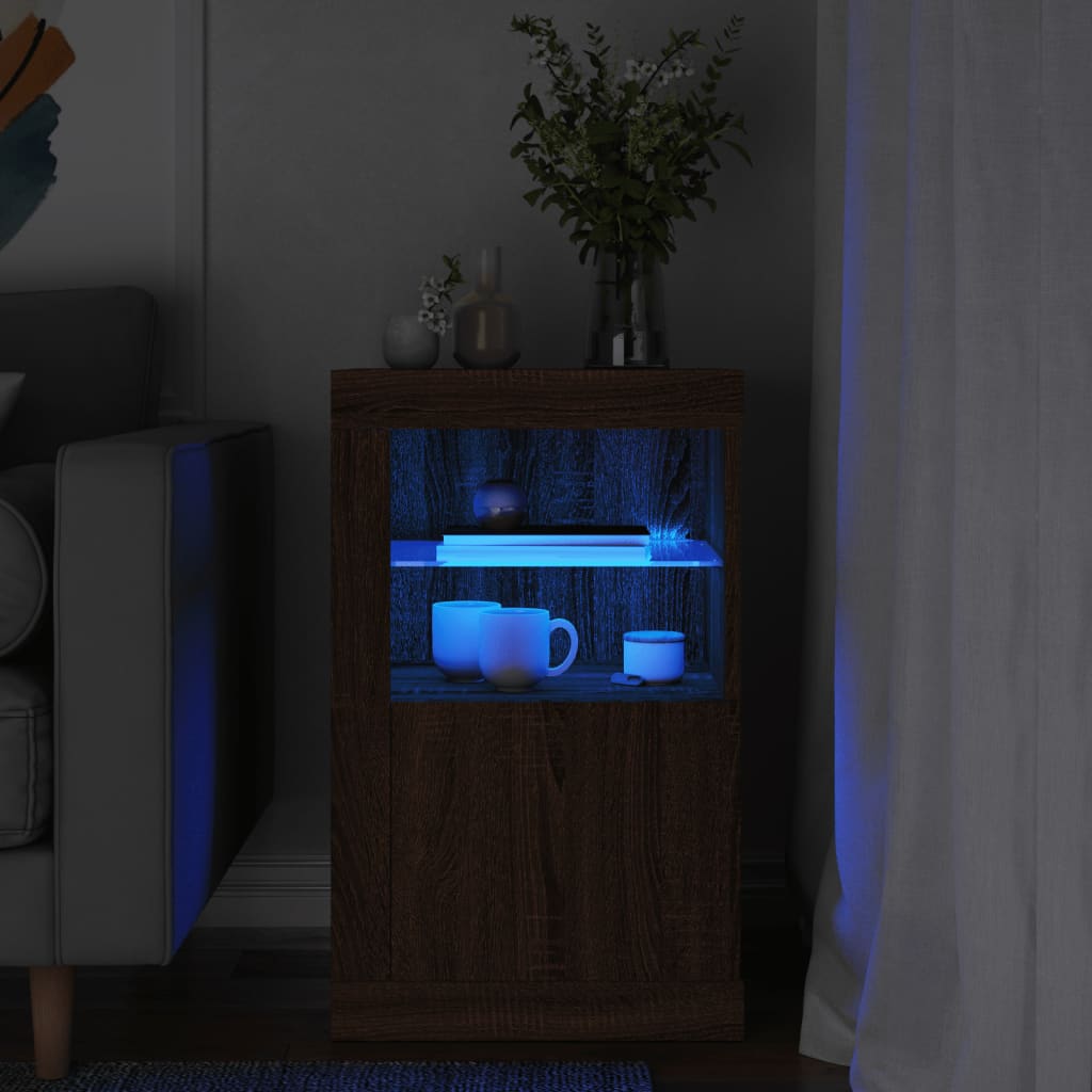 Armadietti Con Luci Led 2Pz Bianchi In Legno Multistrato