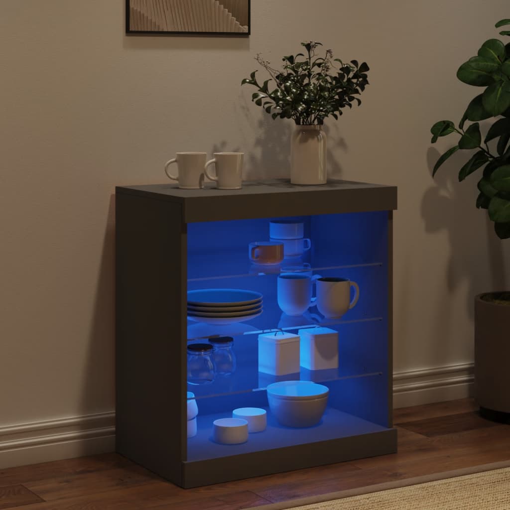 Credenza Con Luci Led Nera 60,5X37X67 Cm