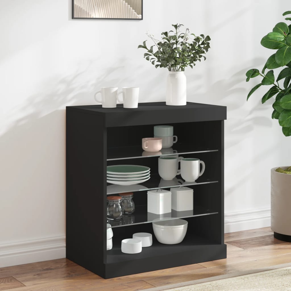 Credenza Con Luci Led Nera 60,5X37X67 Cm