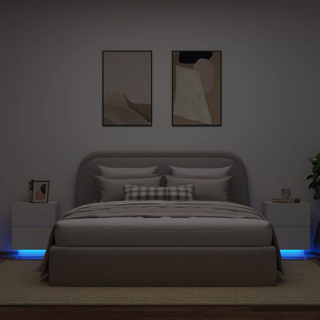 Comodino Con Luci Led In Legno Multistrato