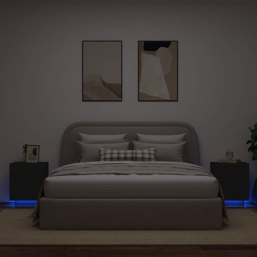 Comodino Con Luci Led In Legno Multistrato