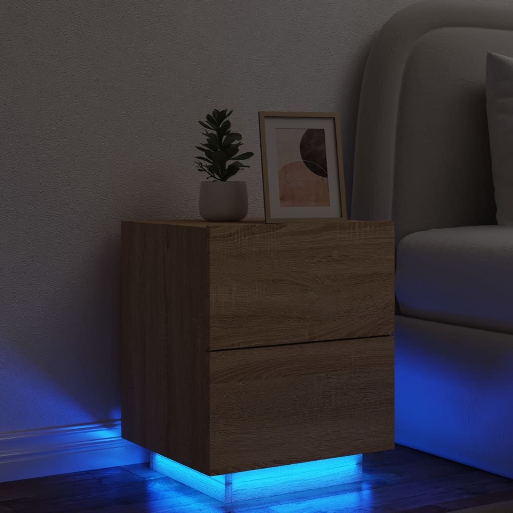 Comodino Con Luci Led In Legno Multistrato
