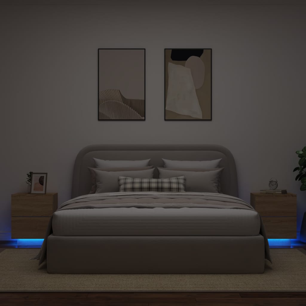 Comodino Con Luci Led In Legno Multistrato
