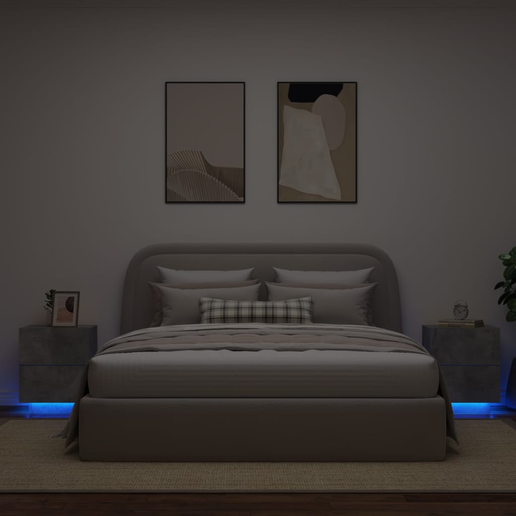 Comodino Con Luci Led In Legno Multistrato