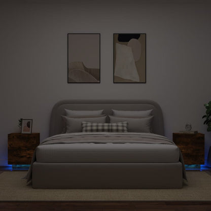Comodino Con Luci Led In Legno Multistrato
