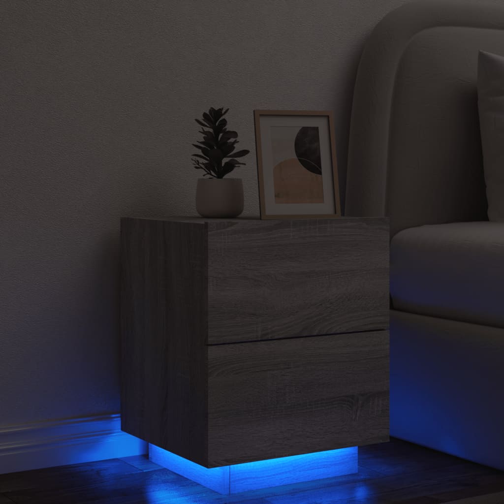 Comodino Con Luci Led In Legno Multistrato