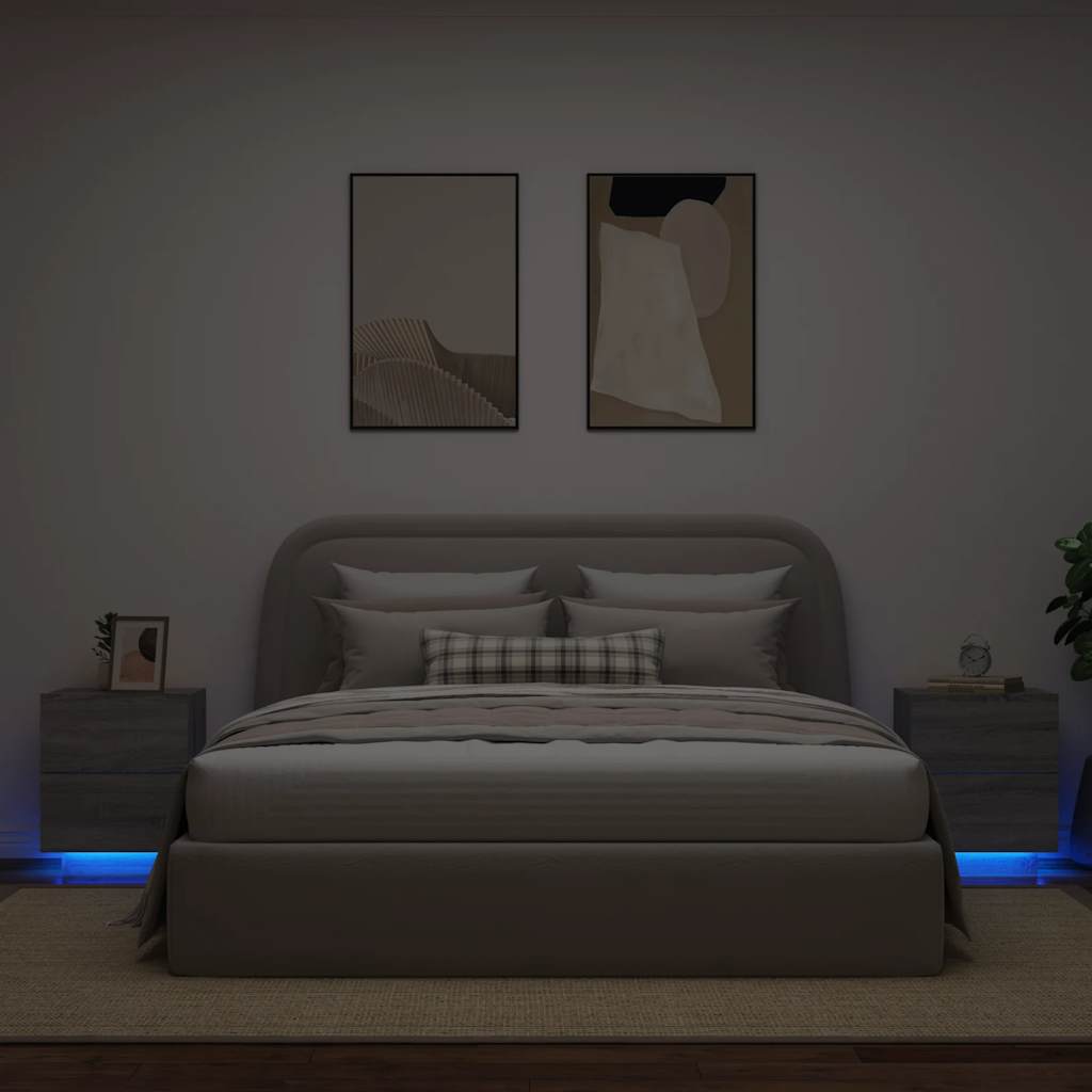 Comodino Con Luci Led In Legno Multistrato