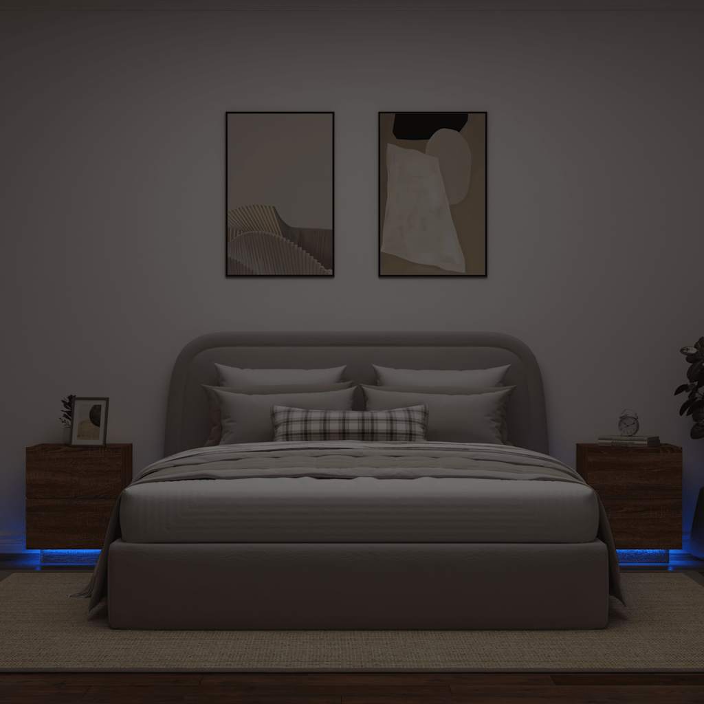 Comodino Con Luci Led In Legno Multistrato