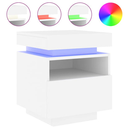Comodino Con Luci Led 40X39X48,5 Cm Bianco