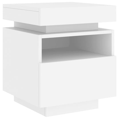 Comodino Con Luci Led 40X39X48,5 Cm Bianco