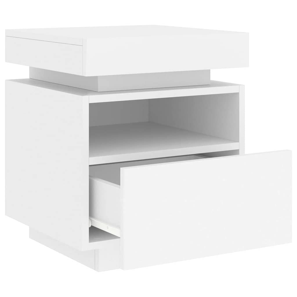 Comodino Con Luci Led 40X39X48,5 Cm Bianco