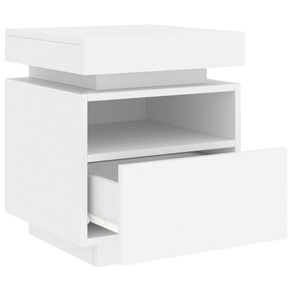Comodino Con Luci Led 40X39X48,5 Cm Bianco