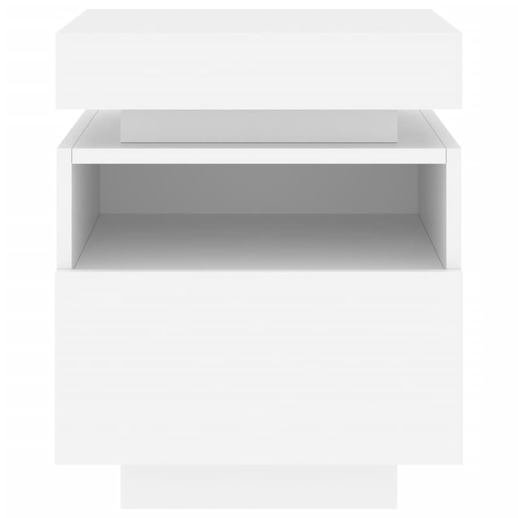 Comodino Con Luci Led 40X39X48,5 Cm Bianco