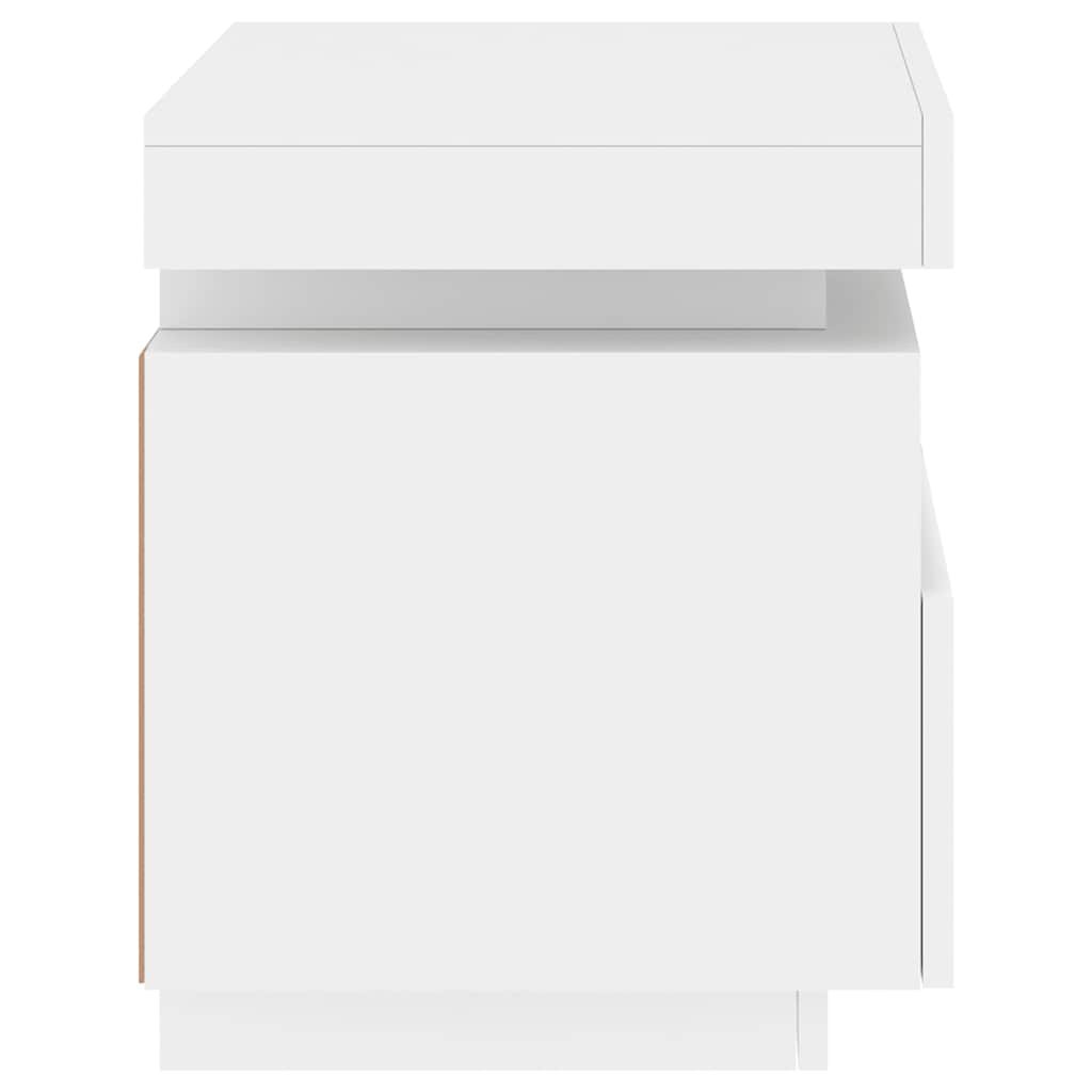 Comodino Con Luci Led 40X39X48,5 Cm Bianco