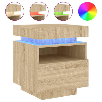 Comodino Con Luci Led 40X39X48,5 Cm Rovere Sonoma