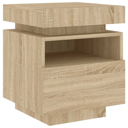 Comodino Con Luci Led 40X39X48,5 Cm Rovere Sonoma