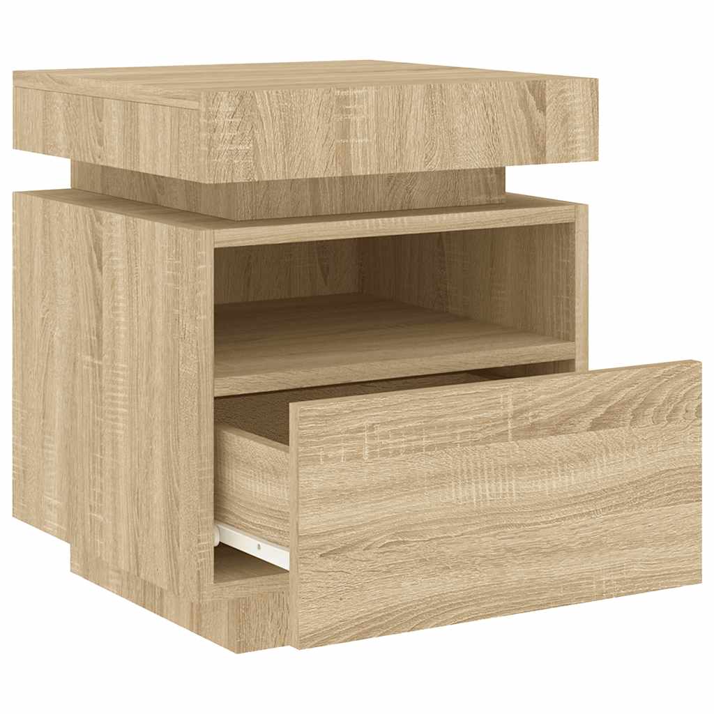 Comodino Con Luci Led 40X39X48,5 Cm Rovere Sonoma