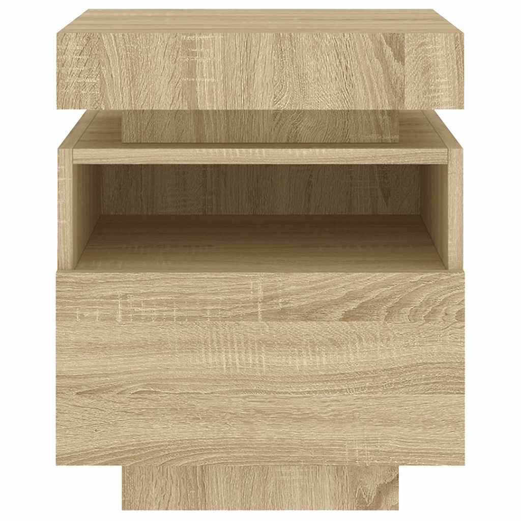Comodino Con Luci Led 40X39X48,5 Cm Rovere Sonoma