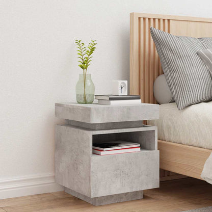 Comodino Con Luci Led 40X39X48,5 Cm Grigio Cemento