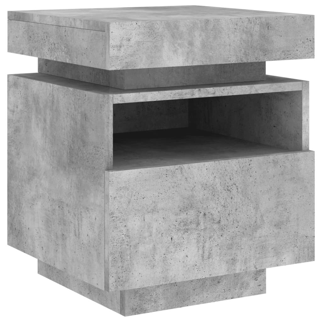 Comodino Con Luci Led 40X39X48,5 Cm Grigio Cemento