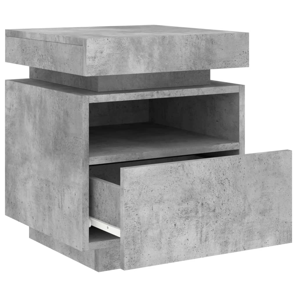 Comodino Con Luci Led 40X39X48,5 Cm Grigio Cemento