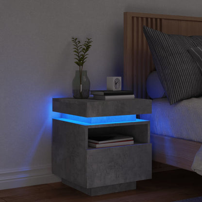 Comodino Con Luci Led 40X39X48,5 Cm Grigio Cemento