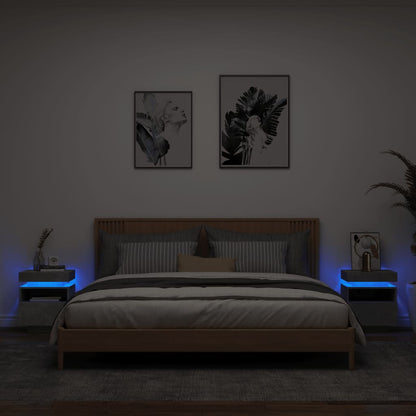 Comodino Con Luci Led 40X39X48,5 Cm Grigio Cemento