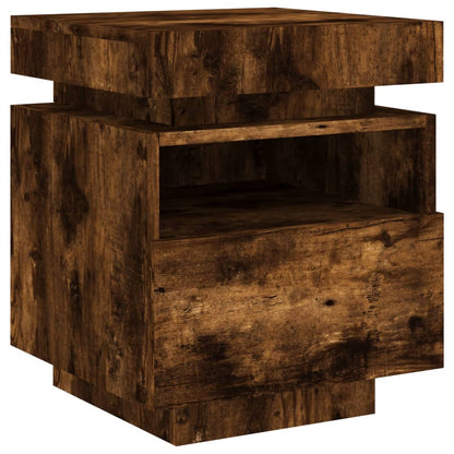 Comodino Con Luci Led 40X39X48,5 Cm Rovere Fumo