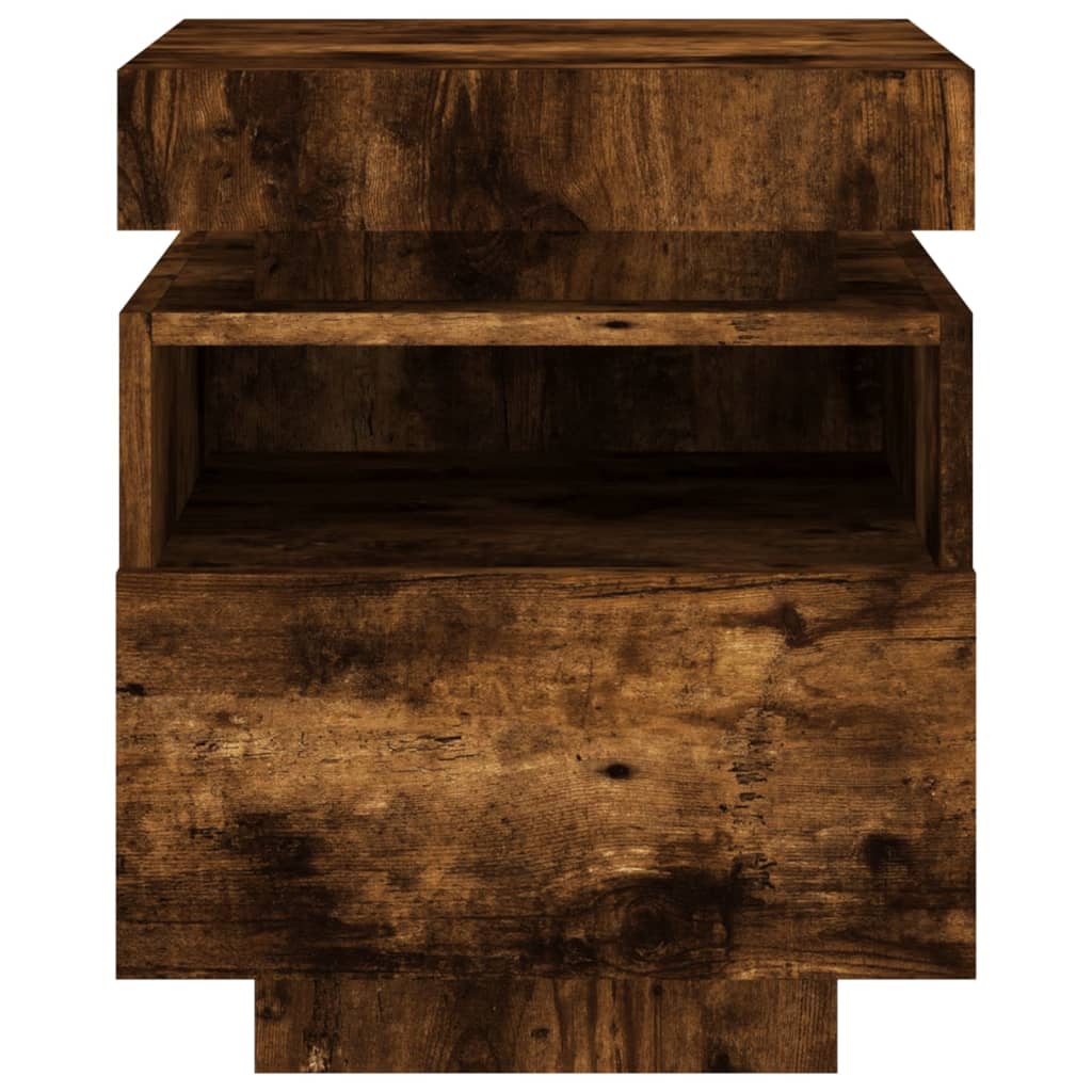 Comodino Con Luci Led 40X39X48,5 Cm Rovere Fumo