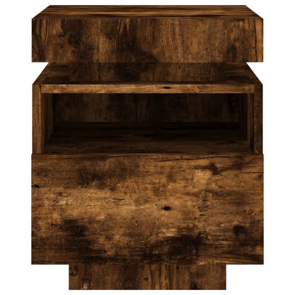Comodino Con Luci Led 40X39X48,5 Cm Rovere Fumo