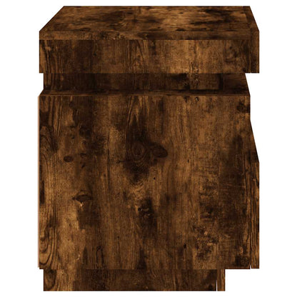 Comodino Con Luci Led 40X39X48,5 Cm Rovere Fumo