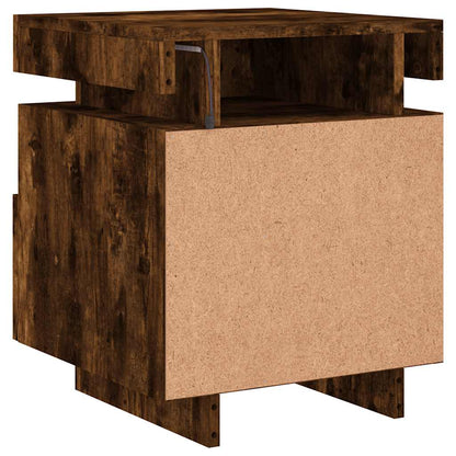 Comodino Con Luci Led 40X39X48,5 Cm Rovere Fumo