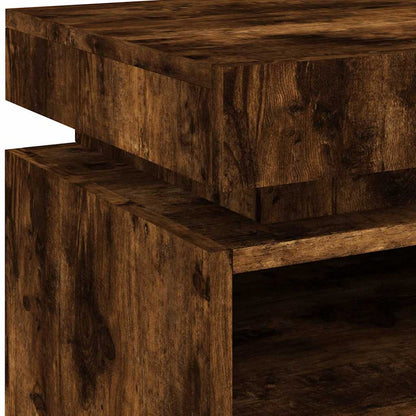 Comodino Con Luci Led 40X39X48,5 Cm Rovere Fumo
