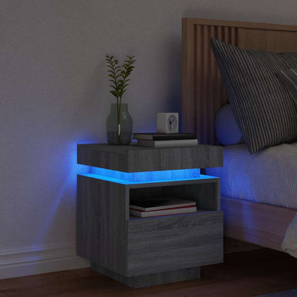 Comodini Con Luci Led 2Pz 40X39X48,5 Cm Grigio Sonoma