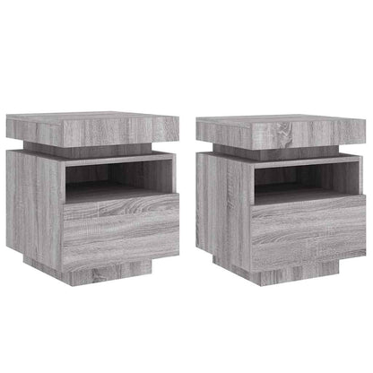Comodini Con Luci Led 2Pz 40X39X48,5 Cm Grigio Sonoma