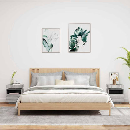 Comodini Con Luci Led 2Pz 40X39X48,5 Cm Grigio Sonoma