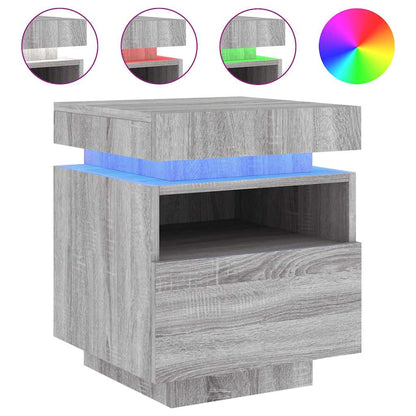 Comodini Con Luci Led 2Pz 40X39X48,5 Cm Grigio Sonoma