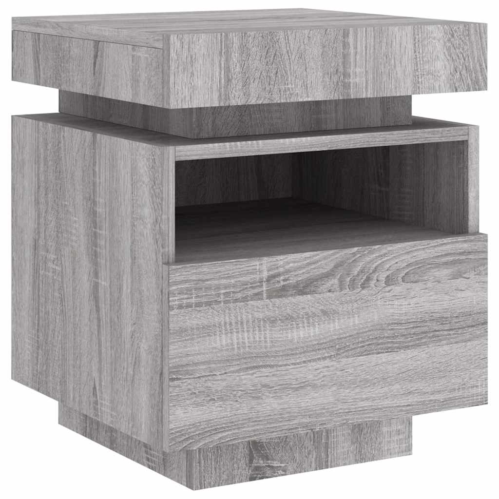 Comodini Con Luci Led 2Pz 40X39X48,5 Cm Grigio Sonoma