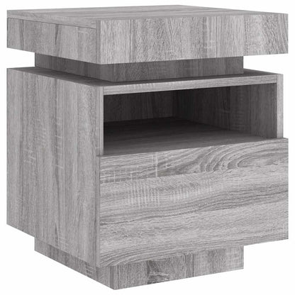 Comodini Con Luci Led 2Pz 40X39X48,5 Cm Grigio Sonoma