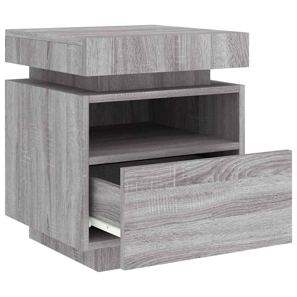 Comodini Con Luci Led 2Pz 40X39X48,5 Cm Grigio Sonoma
