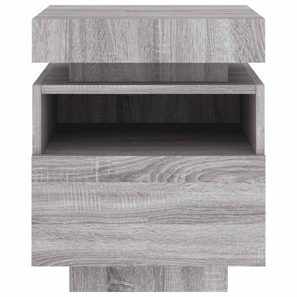 Comodini Con Luci Led 2Pz 40X39X48,5 Cm Grigio Sonoma