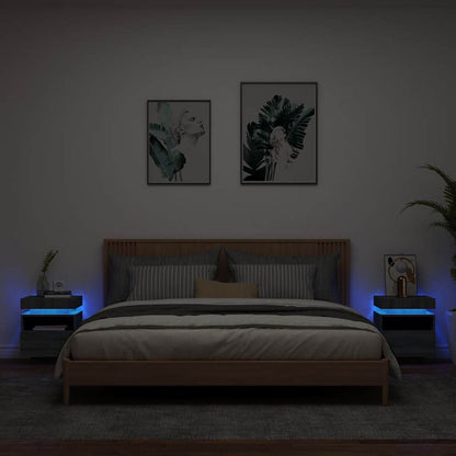 Comodini Con Luci Led 2Pz 40X39X48,5 Cm Grigio Sonoma