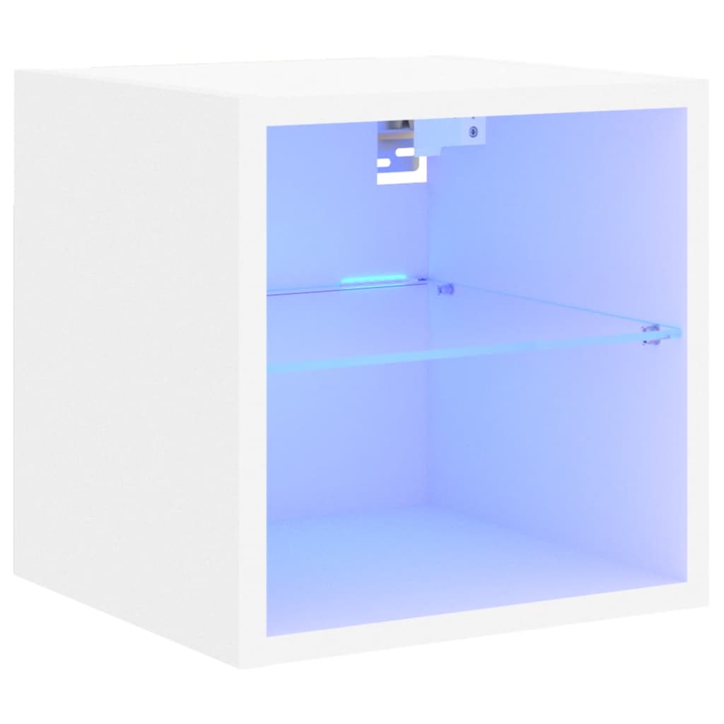 Mobile Tv A Parete Con Luci Led Bianco 30X28,5X30 Cm