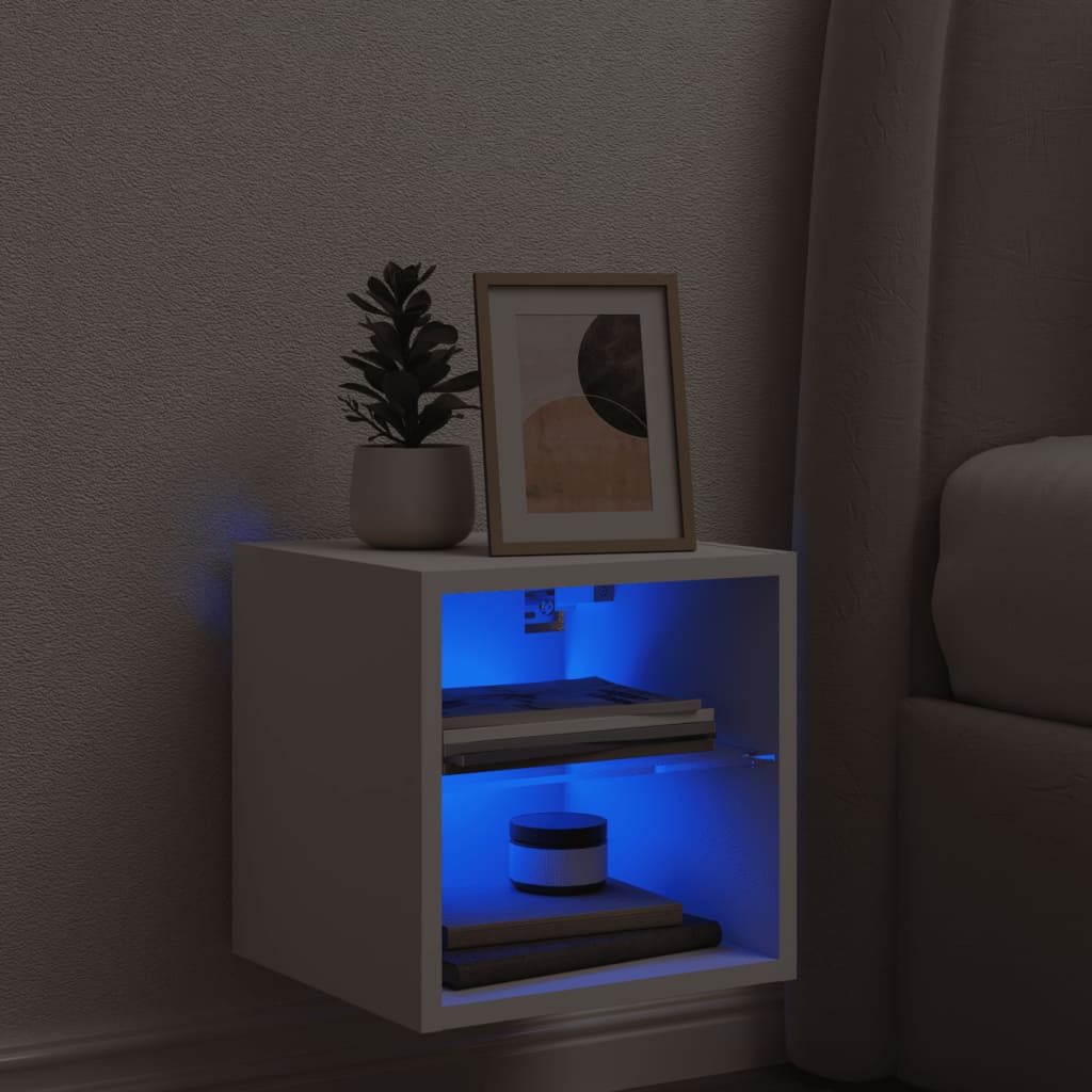 Mobile Tv A Parete Con Luci Led Bianco 30X28,5X30 Cm