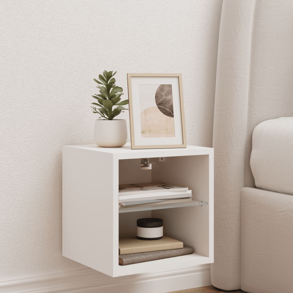 Mobile Tv A Parete Con Luci Led Bianco 30X28,5X30 Cm
