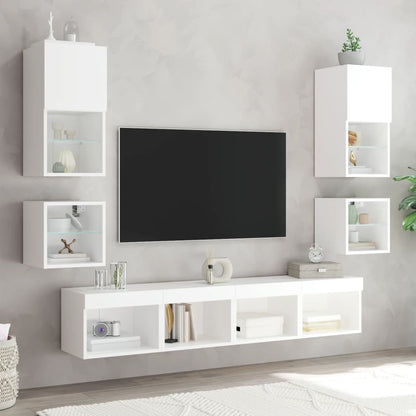 Mobile Tv A Parete Con Luci Led Bianco 30X28,5X30 Cm