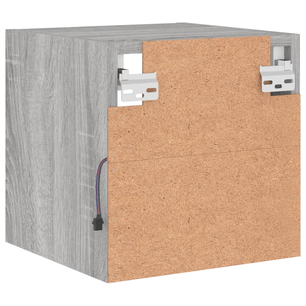 Mobili Tv A Parete Con Luci Led 2Pz Grigio Sonoma 30X28,5X30 Cm