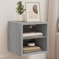 Mobili Tv A Parete Con Luci Led 2Pz Grigio Sonoma 30X28,5X30 Cm