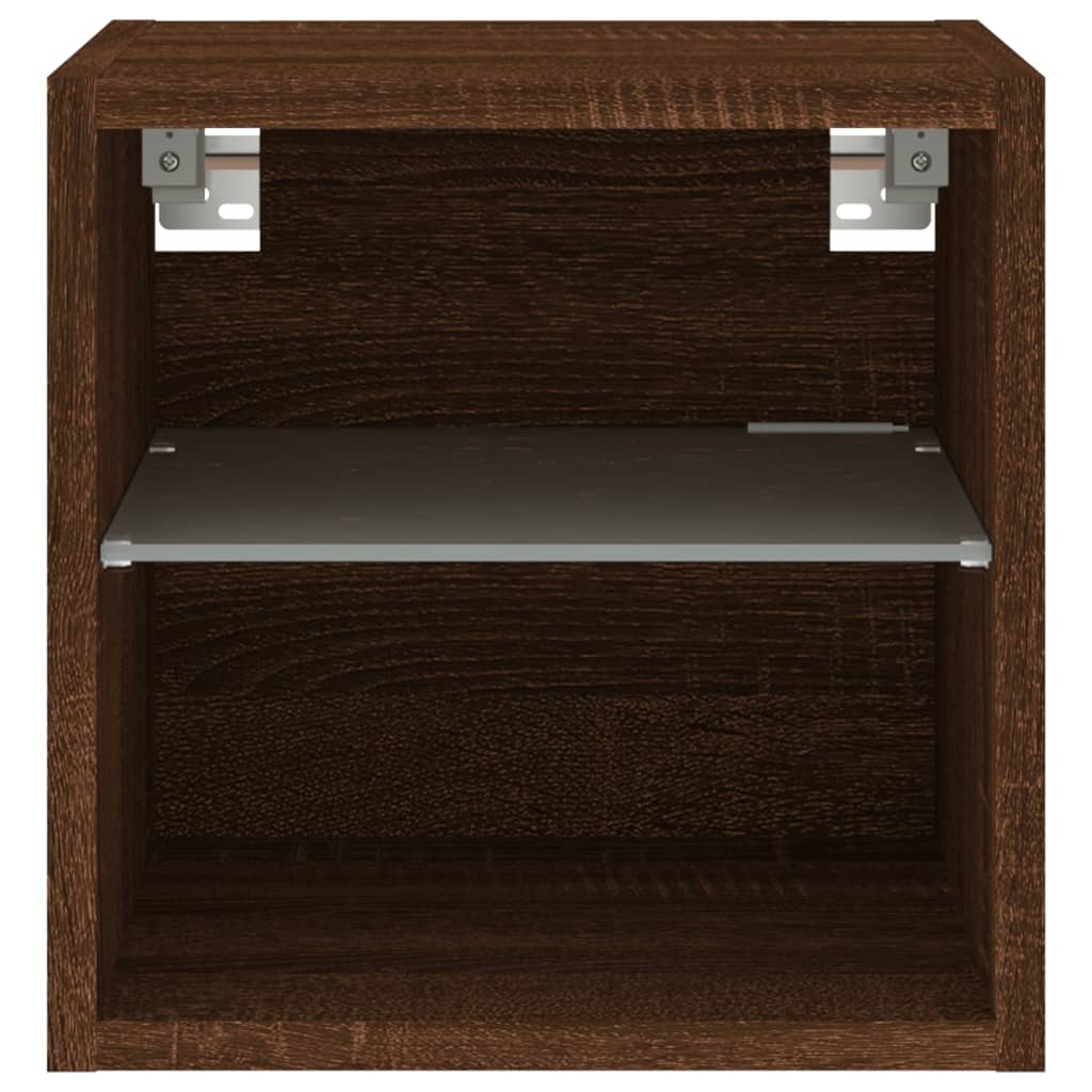 Mobili Tv A Parete Con Luci Led 2Pz Rovere Marrone 30X28,5X30Cm
