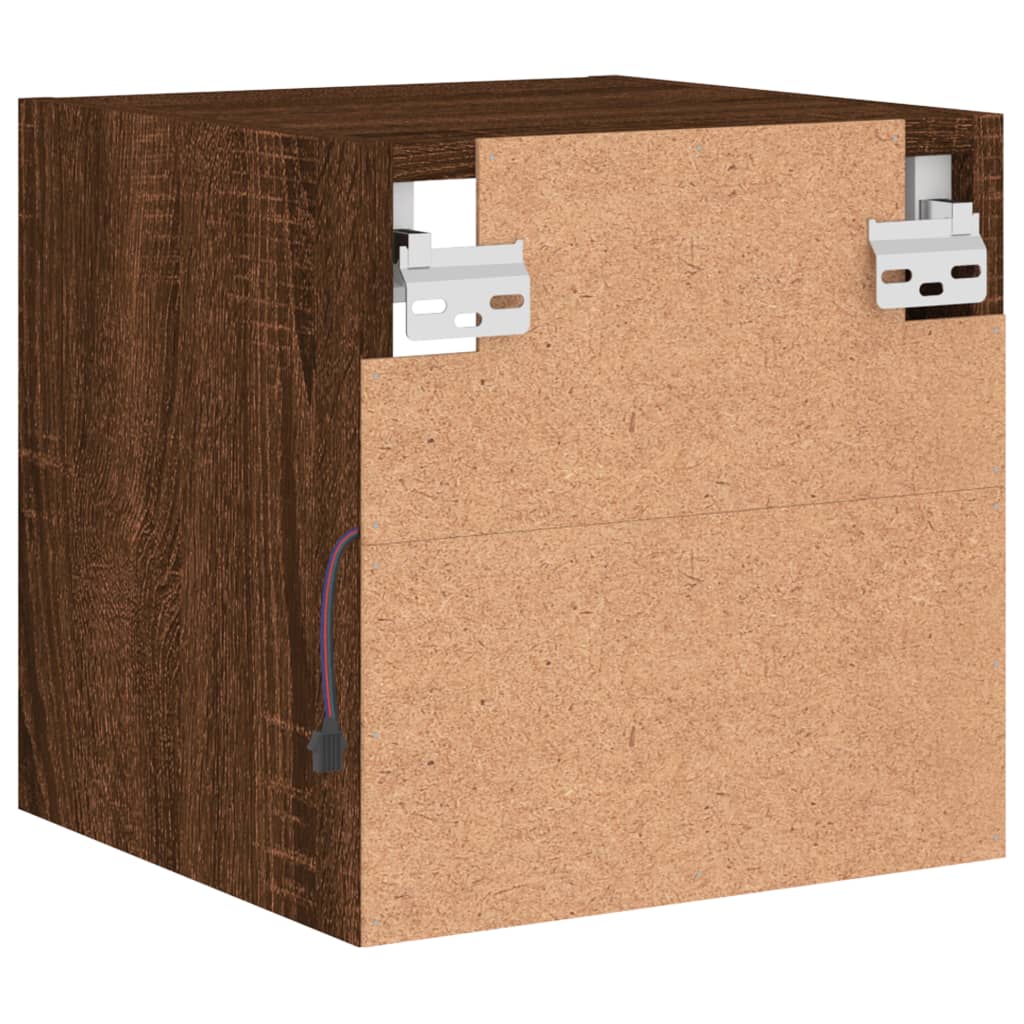 Mobili Tv A Parete Con Luci Led 2Pz Rovere Marrone 30X28,5X30Cm